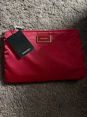 Mango Red Nylon Zip Pouch